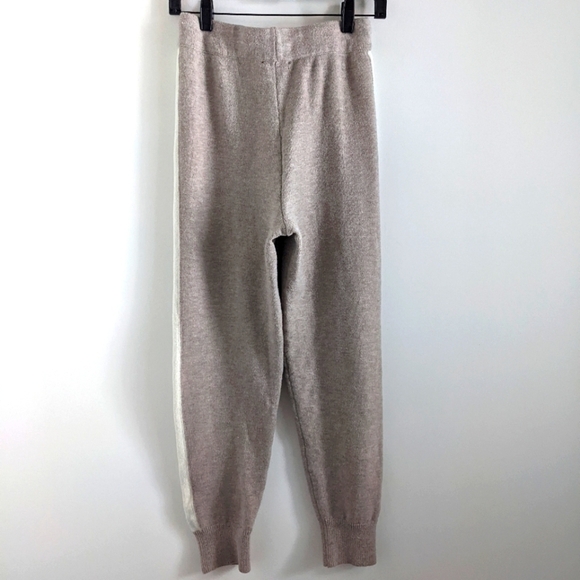 𝅺lulu's Beige Sweater Knit Joggers XS Track Stripe Loungewear Neutral - Picture 2 of 11